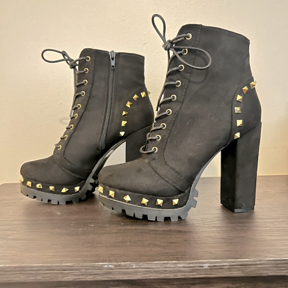 Black studded ankle boots